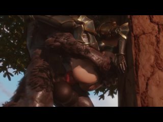 3d porno hentai the elf decided to attack the werewolf, but she was fucked hard